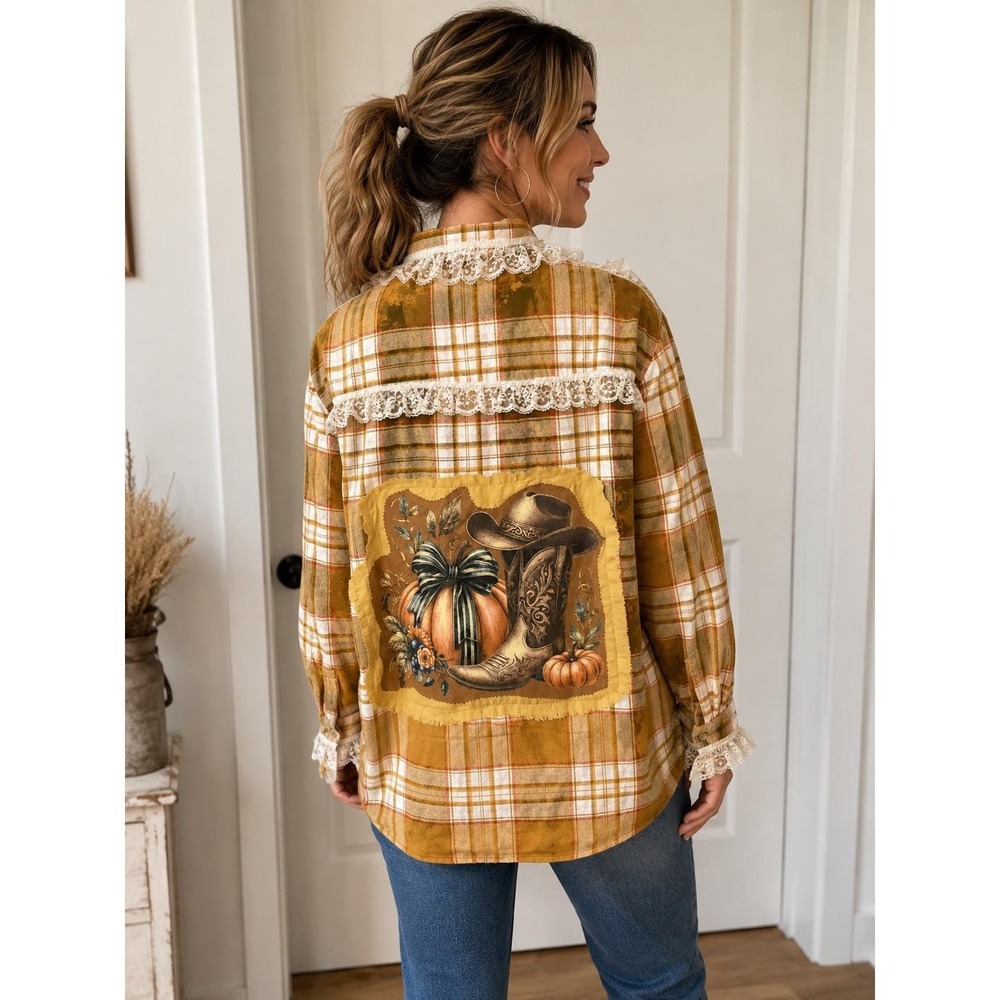 OLD NAVY Upcycled bleached flannel Chic boho shirt jacket Western